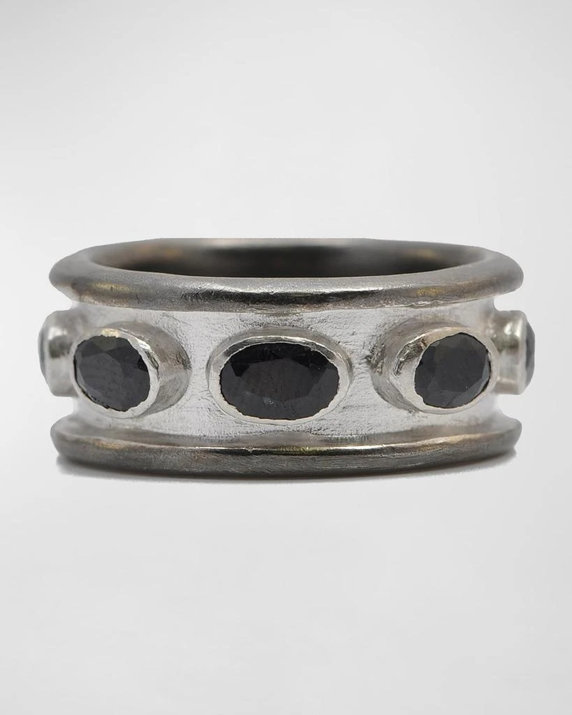 Armenta Men's Romero Blackened Silver/Sapphire Band Ring 1