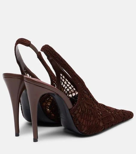 Magda Butrym Crochet-trimmed leather slingback pumps 2