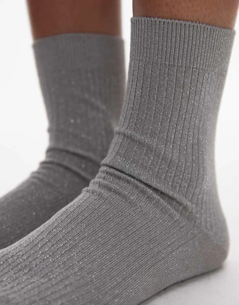 & Other Stories & Other Stories stretch glitter socks in silver 2