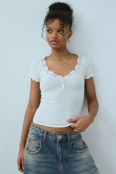 Out From Under Out From Under Diana Layering Lace-Trim Henley Tee