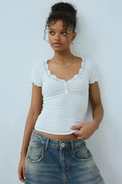 Out From Under Out From Under Diana Layering Lace-Trim Henley Tee 1