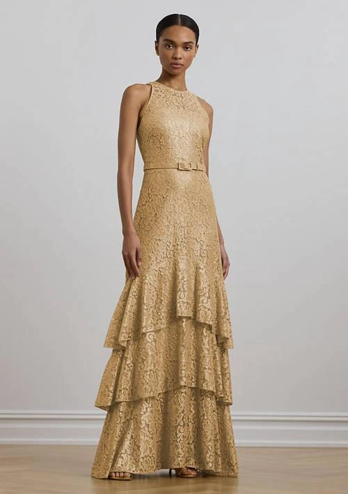 Ralph Lauren Ralph Lauren Belted Metallic Lace Tiered Gown - Dresses & Skirts - Free Shipping - BeyondStyle Ralph Lauren Ralph Lauren Belted Metallic Lace Tiered Gown - Dresses & Skirts - Free Shipping - BeyondStyle