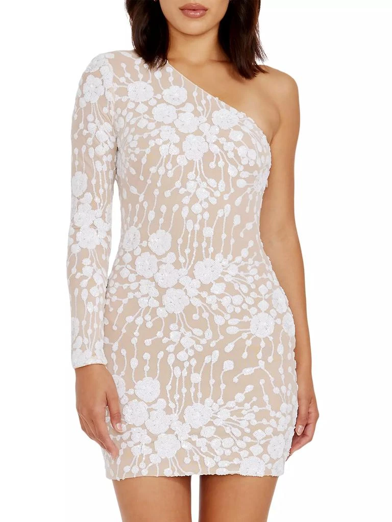 Dress The Population Serena Floral Embroidered One-Shoulder Minidress 3