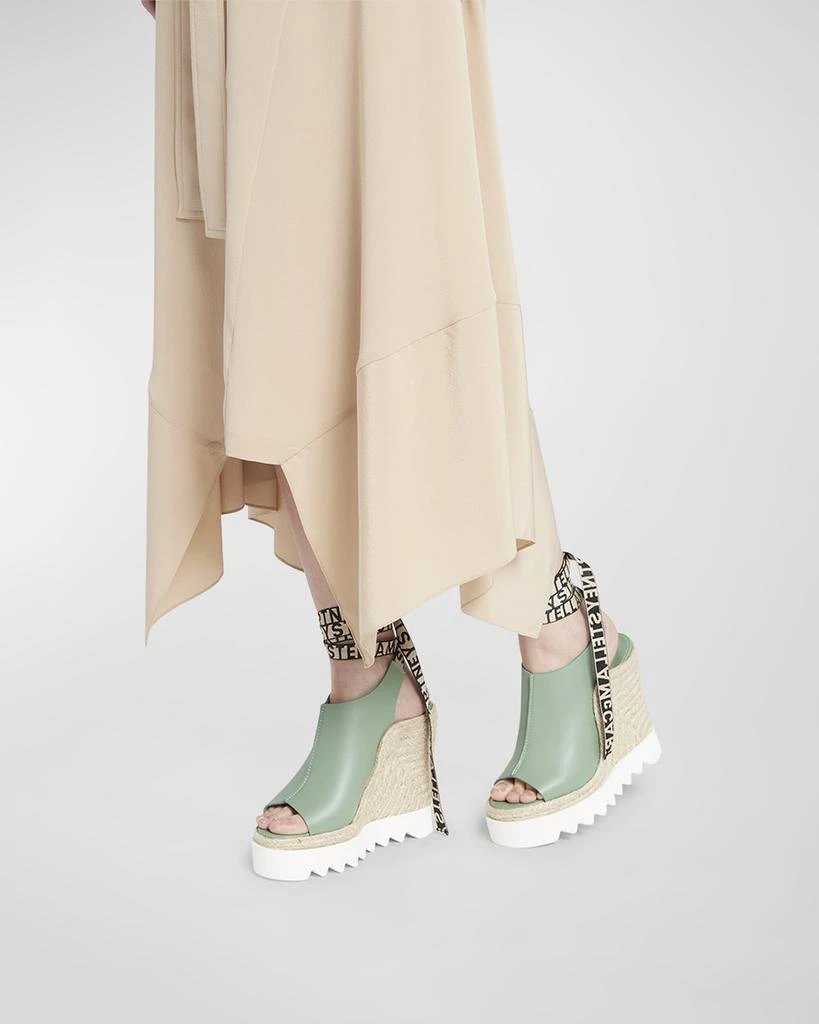 Stella McCartney Gaia Web Ankle-Wrap Espadrille Wedges 2
