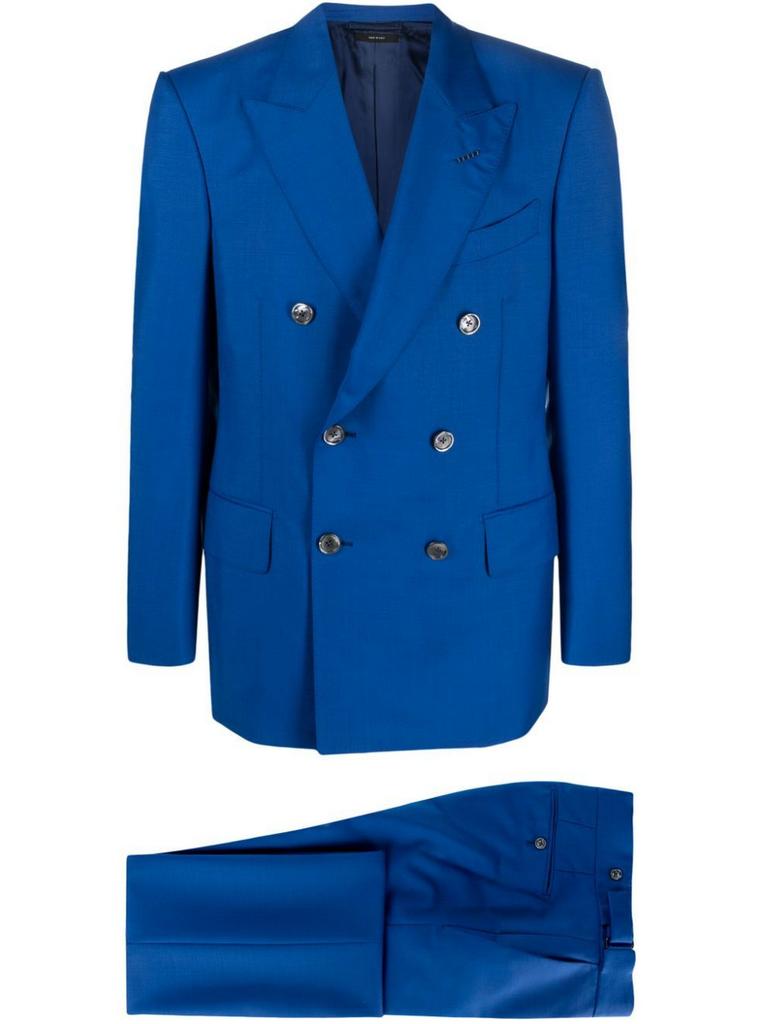Tom Ford Mens Double Breasted Suit in Blue