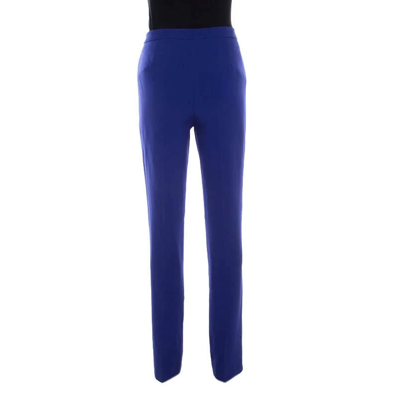 Escada Escada Bluebell Blue Crepe High Waist Tovah Trousers M 3