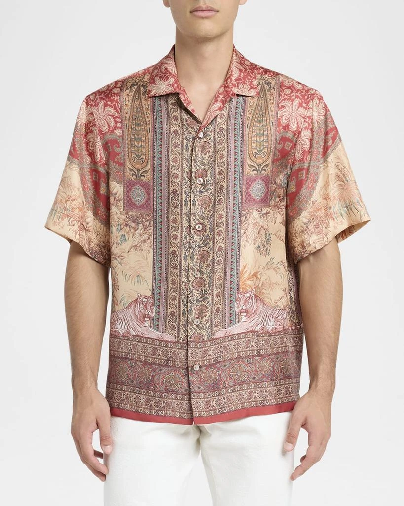 ETRO Men's Printed Silk Bowling Shirt 2