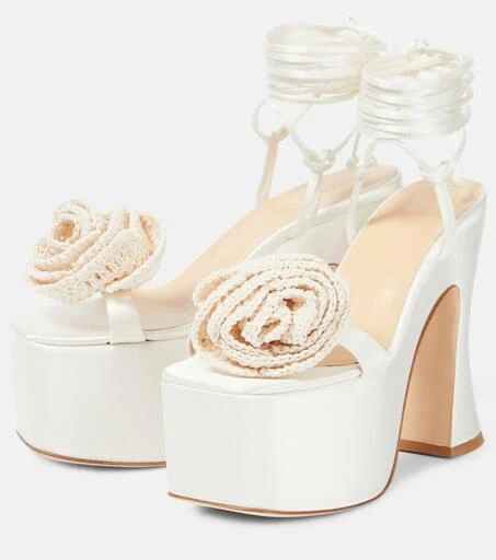 Magda Butrym Floral-appliqué satin platform sandals 5