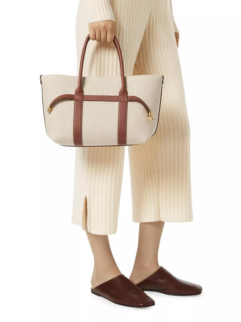 Loro Piana Small Ghiera Canvas &amp; Leather Shopper Tote Bag 2