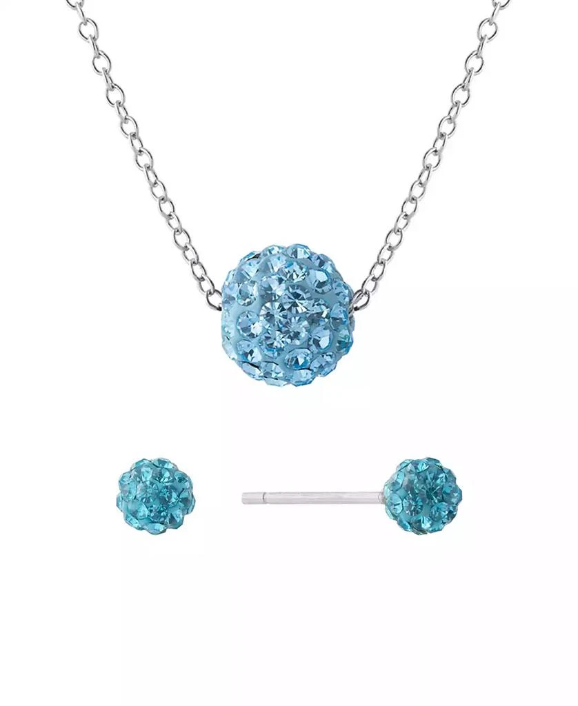 Giani Bernini Gianni Bernini 2-Piece Clear Crystal Pave Ball Stud Necklace Set (1.2 ct. t.w.) in Sterling Silver 1