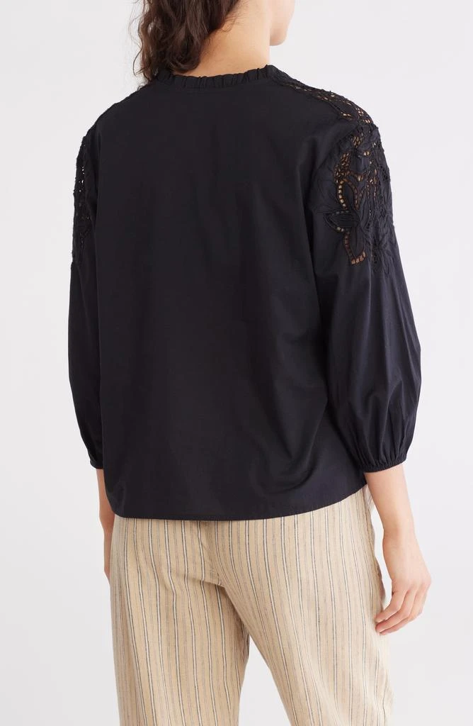 Caslon Eyelet Lace Balloon Sleeve Cotton Poplin Top 2