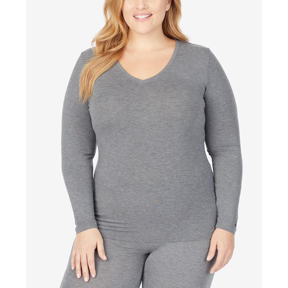 Cuddl Duds Plus Size Softwear with Stretch V-Neck Top