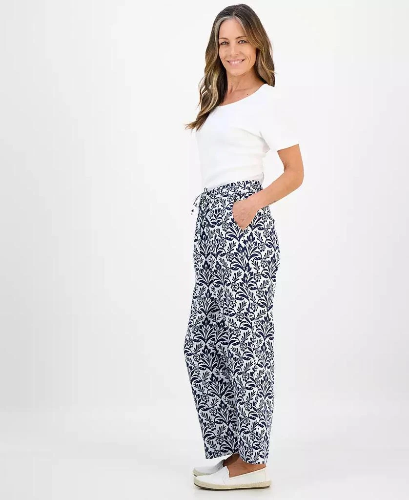 Charter Club Women
s 100% Linen Print Pull-On Wide-Leg Pants, Macy
s Exclusive 2