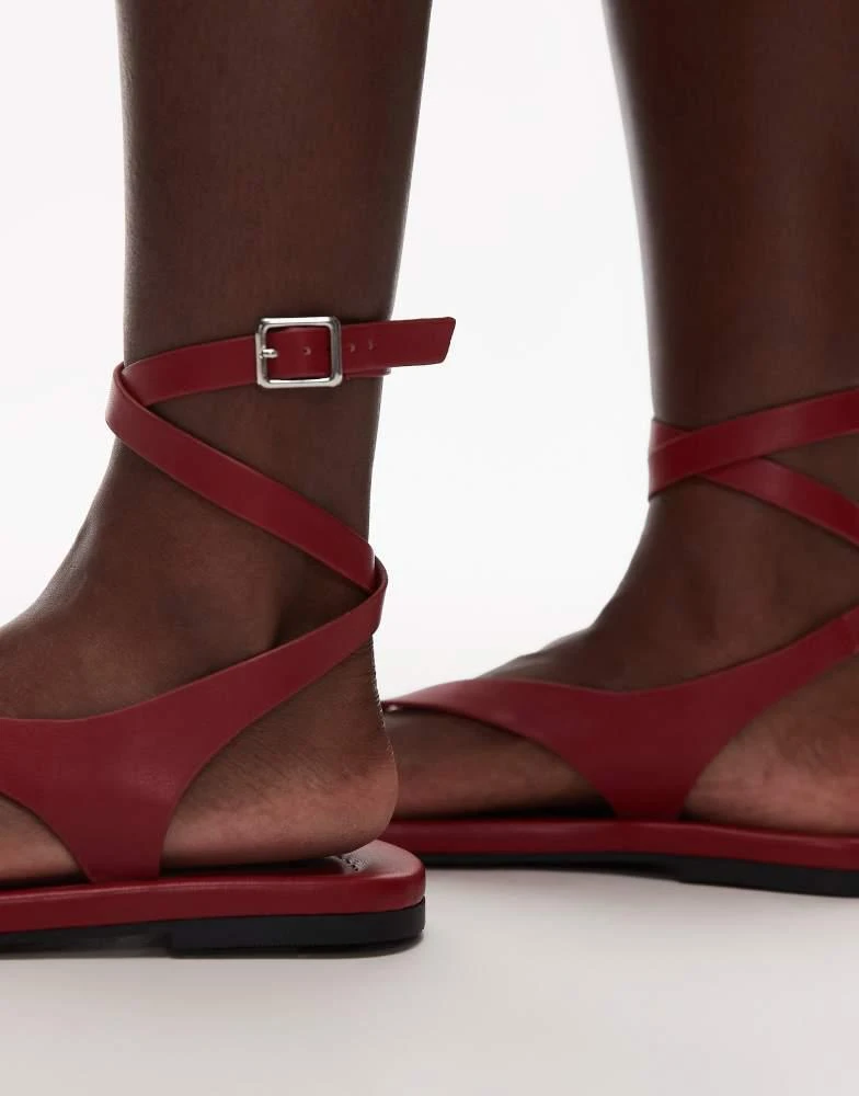 Topshop Topshop Jeremiah toe thong sandal in red 2