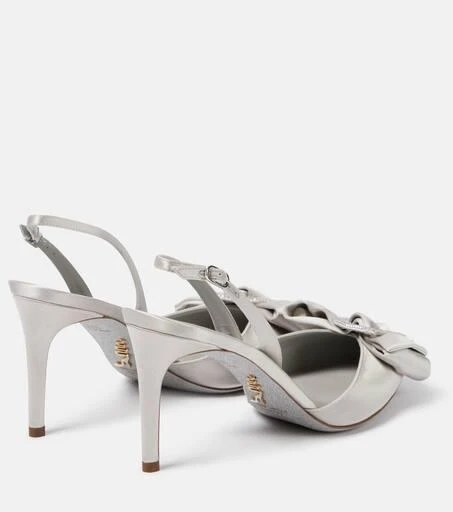 Rene Caovilla Bow-embellished satin slingback pumps 3