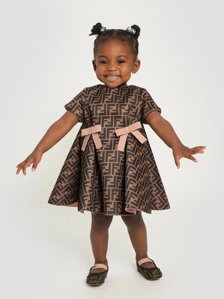Fendi Fendi Baby Girls FF Logo Dress in Brown 1