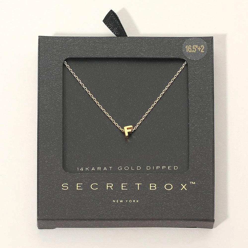 FASHNZFAB -F- SECRET BOX_14K Gold Dipped Initial Monogram Pendant Necklace 2