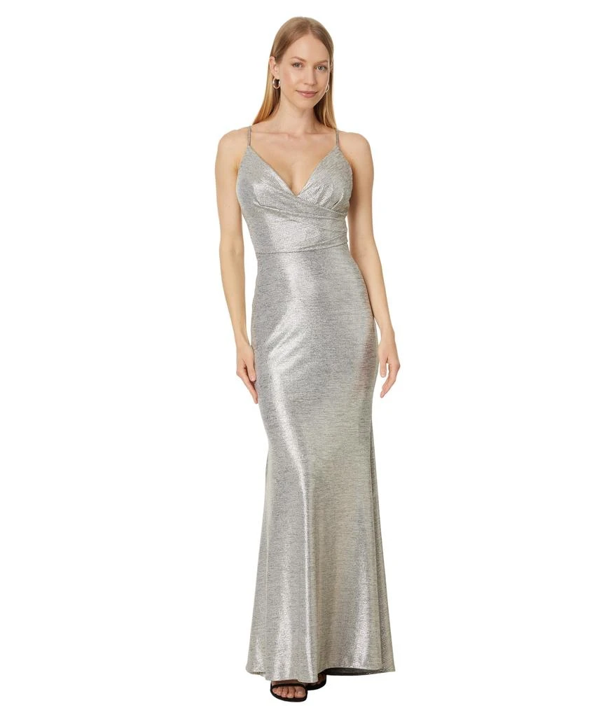 Betsy & Adam Long foil knit spaghetti strap 1