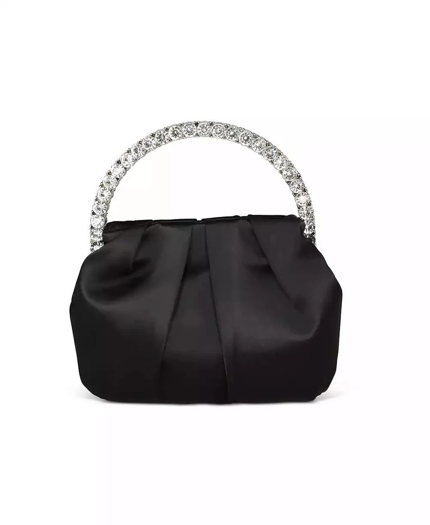 Badgley Mischka Audrey Satin Pouch with Rhinestone Handle Clutch 1