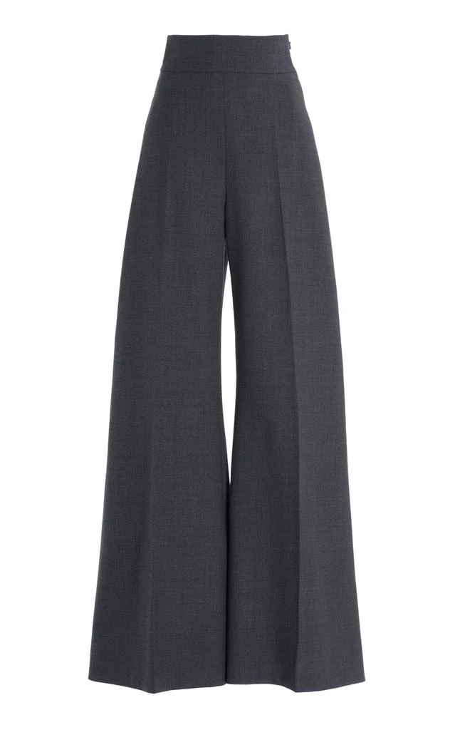 Carolina Herrera Carolina Herrera - High-Waist Stretch-Wool Wide-Leg Pants - Grey - US 10 - Moda Operandi 1