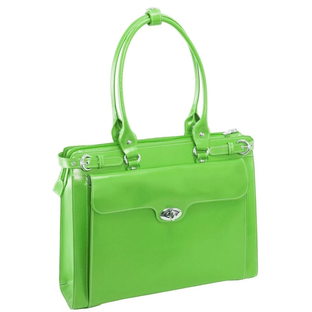 McKleinUSA McKlein 94831 WINNETKA Leather Ladies Briefcase with Removable Sleeve- Green