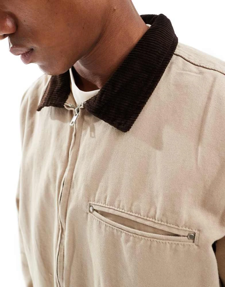 ASOS ASOS DESIGN harrington jacket in washed stone - STONE 4