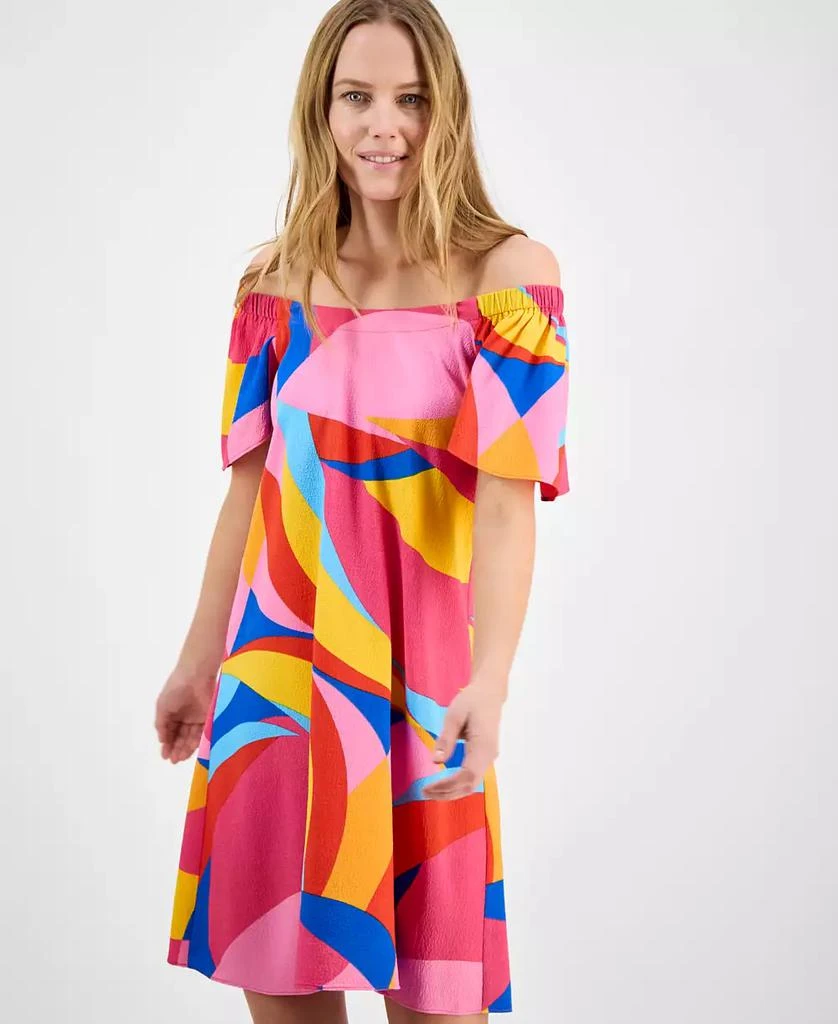Robbie Bee Women's Mod Print Flutter-Sleeve Shift Dress 3