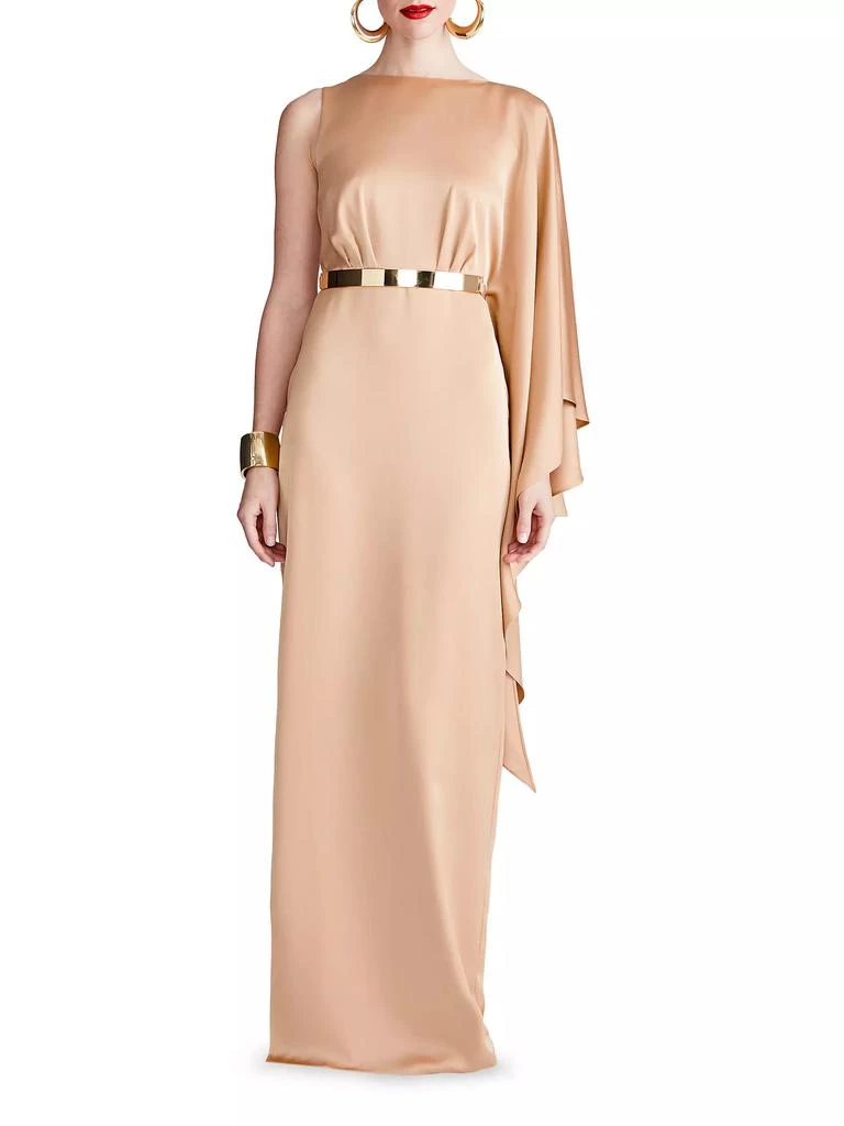 HALSTON Rhiannon Satin One-Shoulder Gown 2