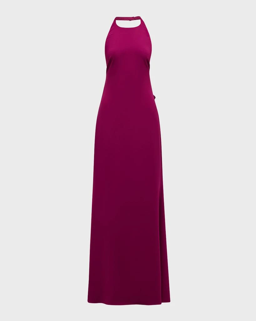 Badgley Mischka Sleeveless Bow-Back Halter Gown 1