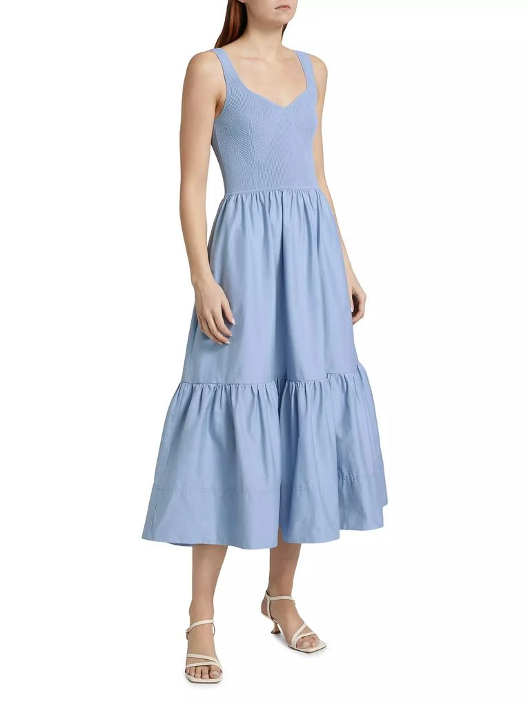 Tanya Taylor Josephina Mixed Media Tiered Midi-Dress 4