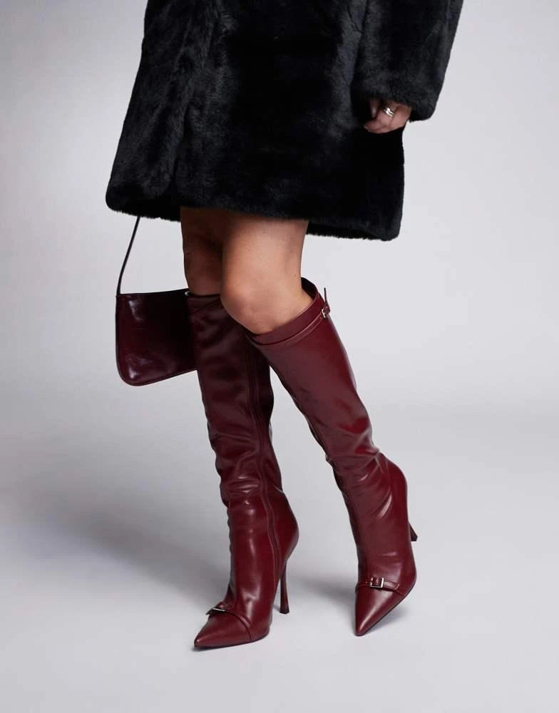 SIMMI Shoes Simmi London Palace Stilleto Pointed knee boot in Red 3