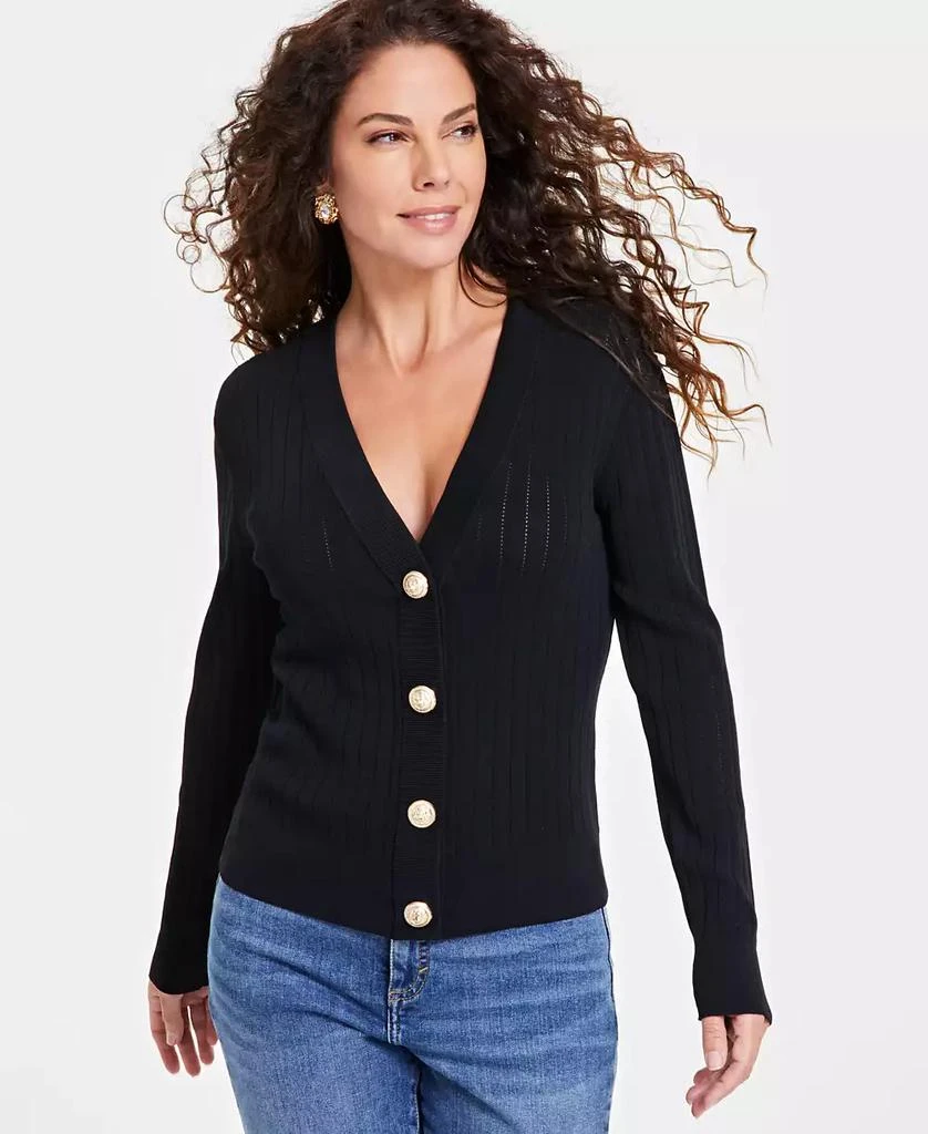 INC International Women's Ribbed Snap-Front Cardigan, Created for Macy's 1