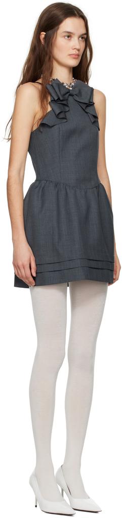 Shushu/Tong Gray 3D Bow Hanging Neck Minidress