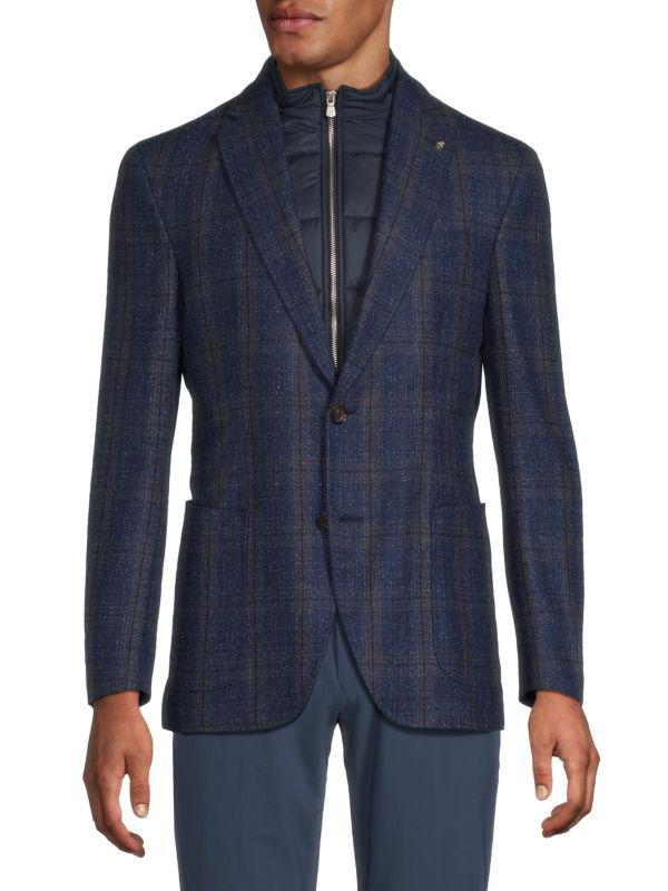 Jack Victor Brice Wool Blend Plaid Sportcoat With Bib