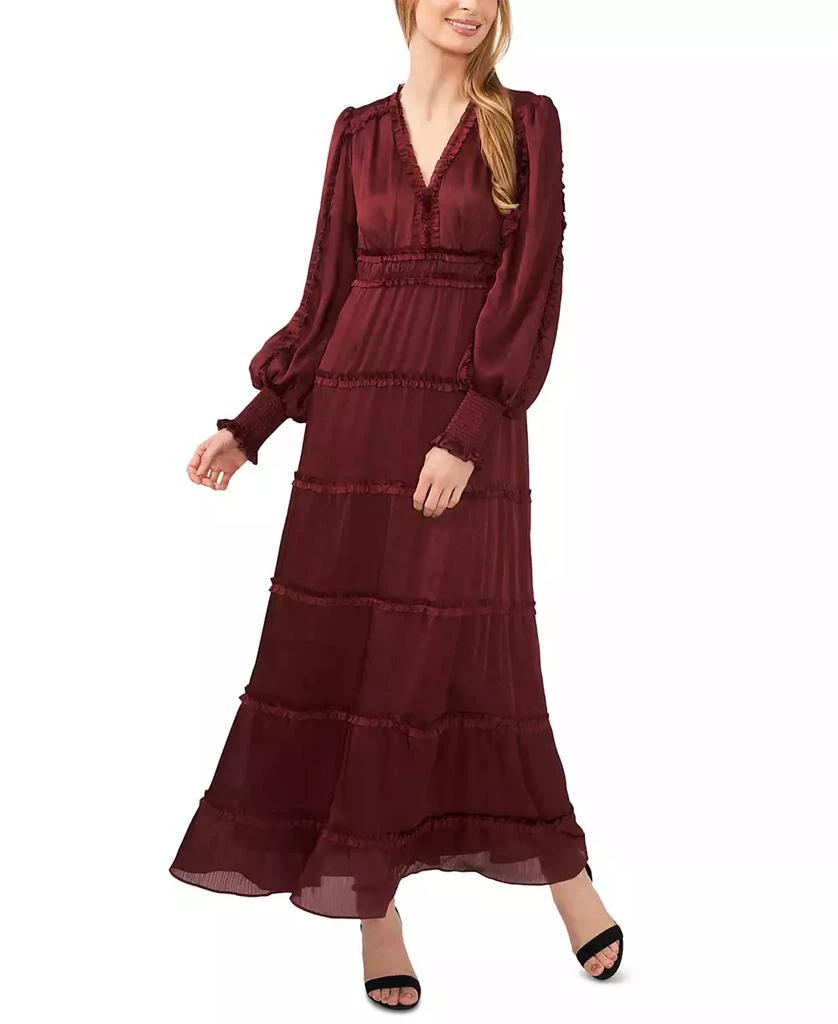 Women's Long Sleeve Plisse Ruffle Maxi Dress – On Sale Now with Up