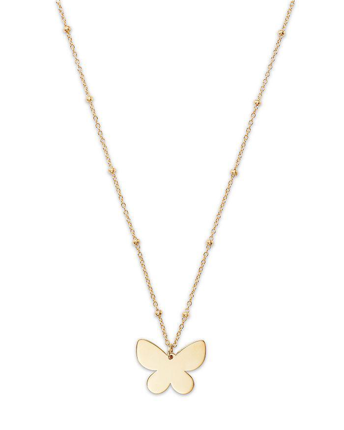 Moon & Meadow 14K Yellow Gold Butterfly Pendant Necklace, 18"