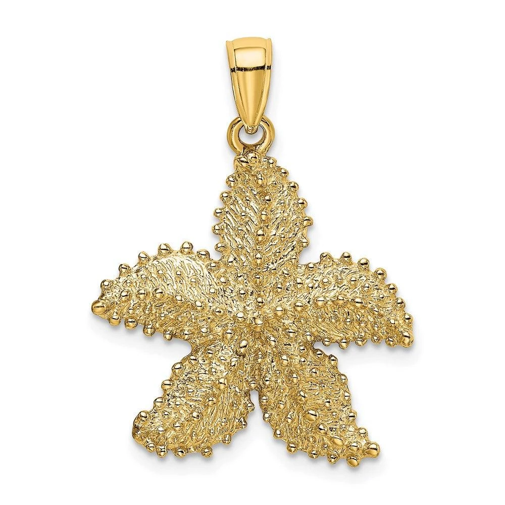 Diamond2Deal 14k Yellow Gold Textured Starfish Charm Pendant