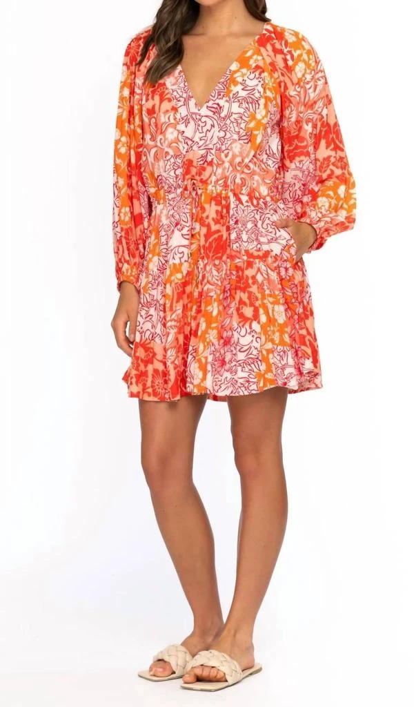 Tolani Tolani - V-neck 3/4 Sleeve Mini Dress 1