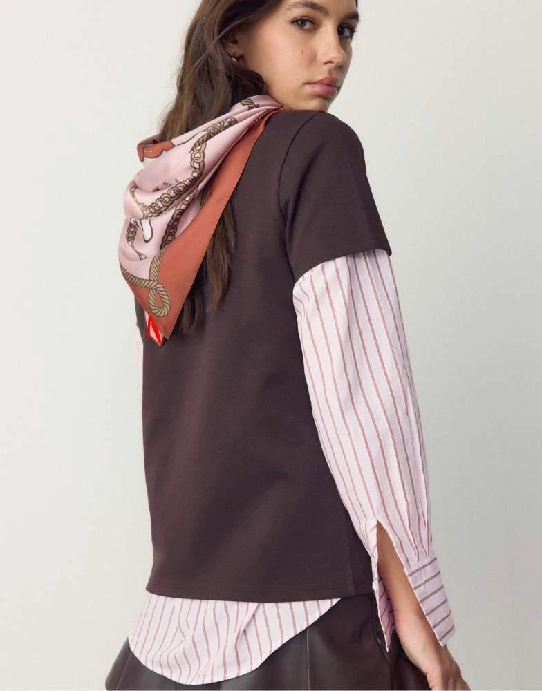 Stradivarius Stradivarius Number 8 ball scarf in pastel pink 2