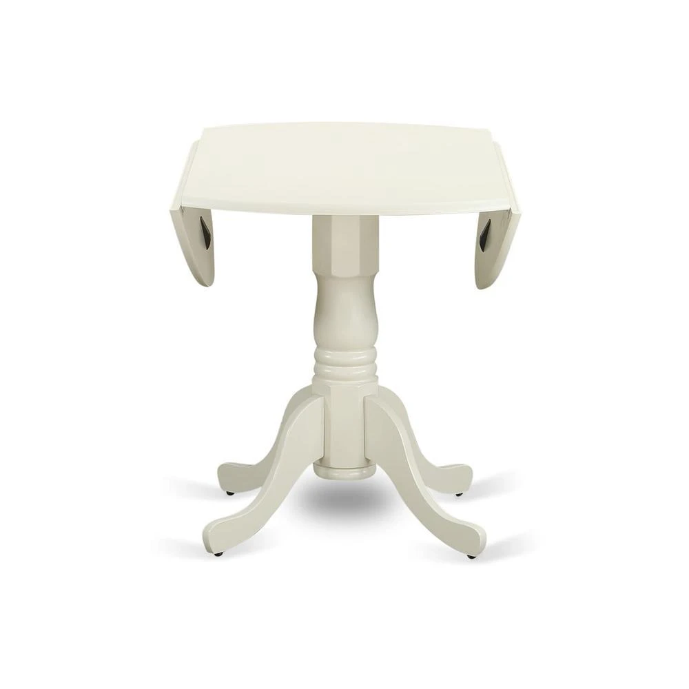 East West Furniture 3 Piece Dining Table Set Consists of a Round Kitchen Table with Dropleaf 2