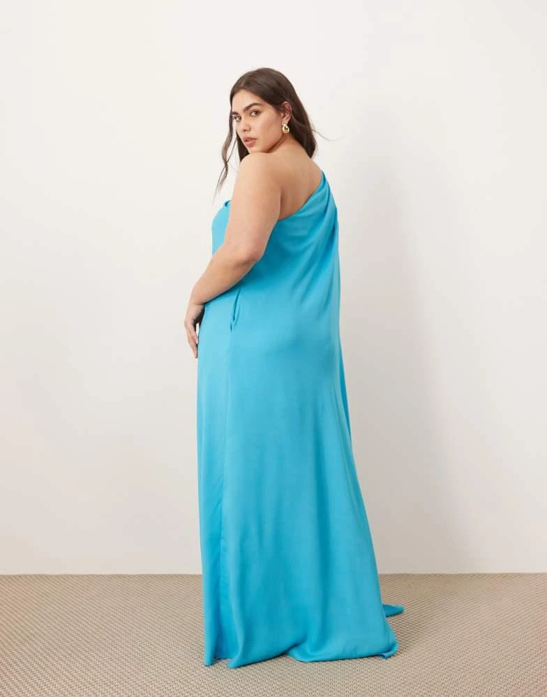 ARRANGE ARRANGE Curve spiral trim one shoulder maxi dress in turquoise blue 4