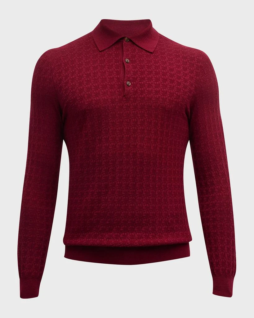 Canali Men's Solid Textured Polo Shirt 2