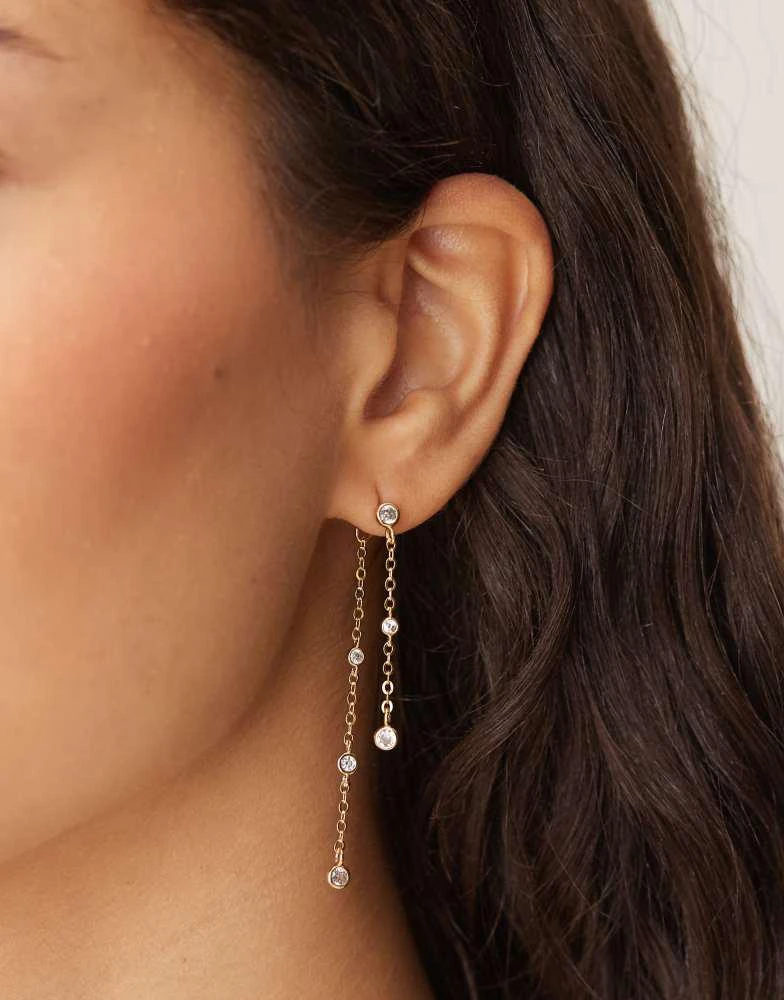 Accessorize Accessorize Z sparkle chain drop earrings in 14k gold plated