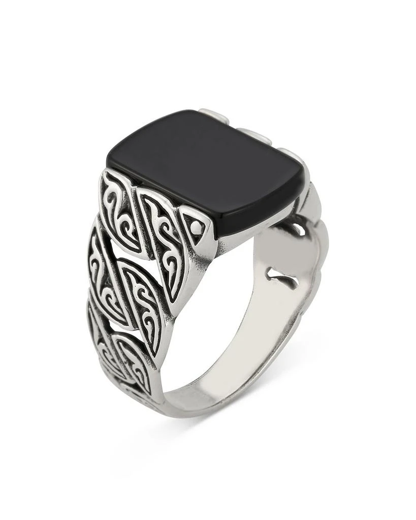 Milanesi And Co Men
s Sterling Silver Onyx Squared Filigree Signet Ring 1
