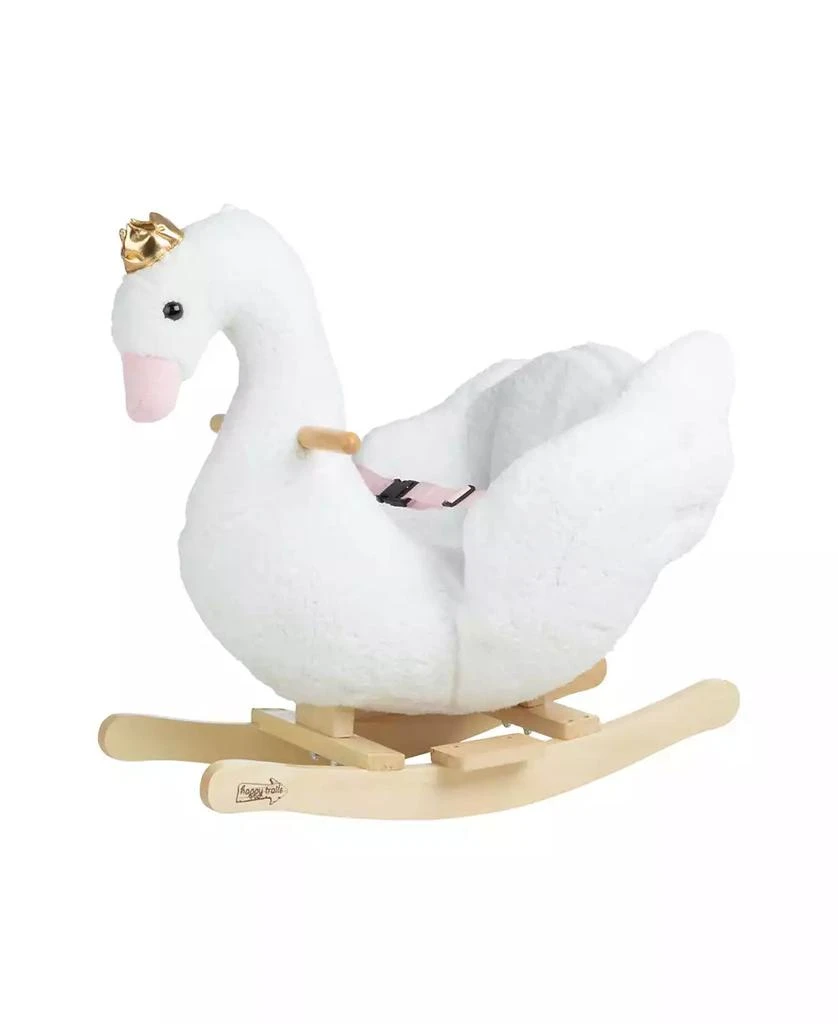 Trademark Global Happy Trails Swan Plush Rocking Horse 1