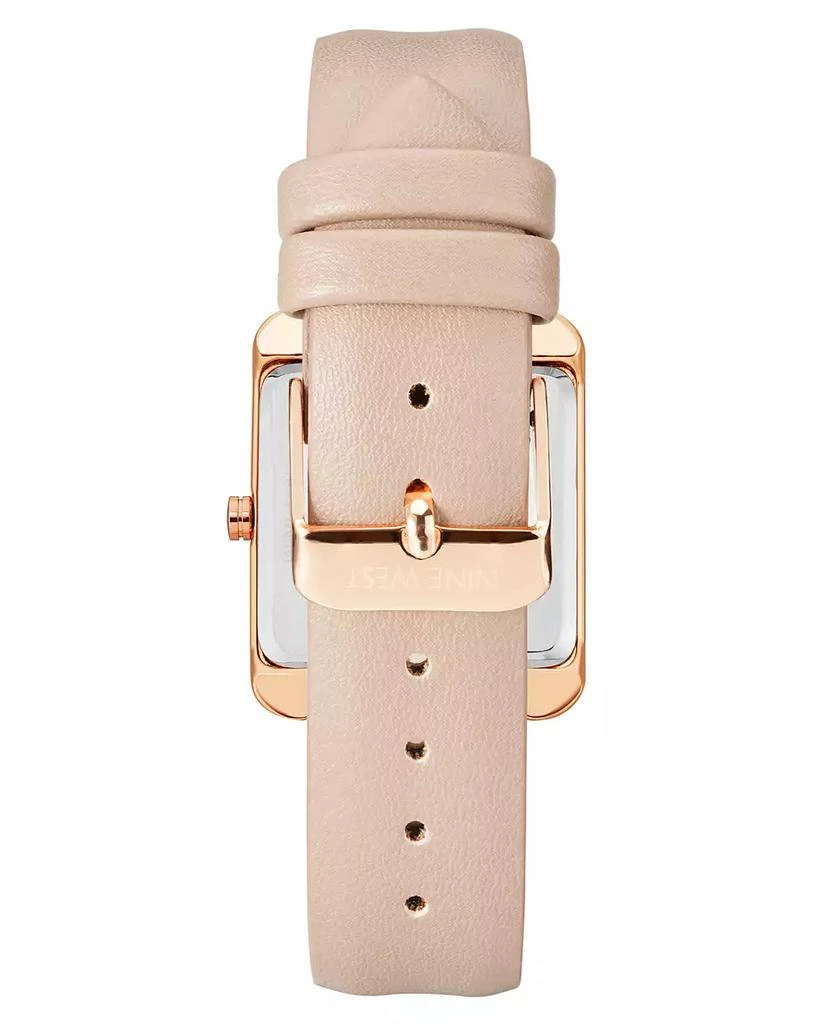 Nine West Women's Quartz Square Light Pink Faux Leather Band Watch, 29mm 2