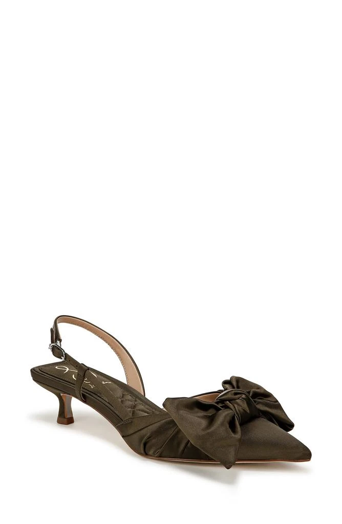Sam Edelman Treena Bow Plissé Pointed Toe Kitten Heel Sandal 1