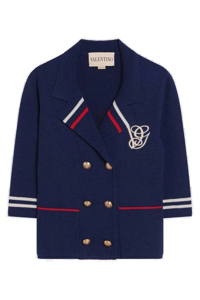 Valentino Valentino Logo Embroidered Double-Breasted Cardigan 1