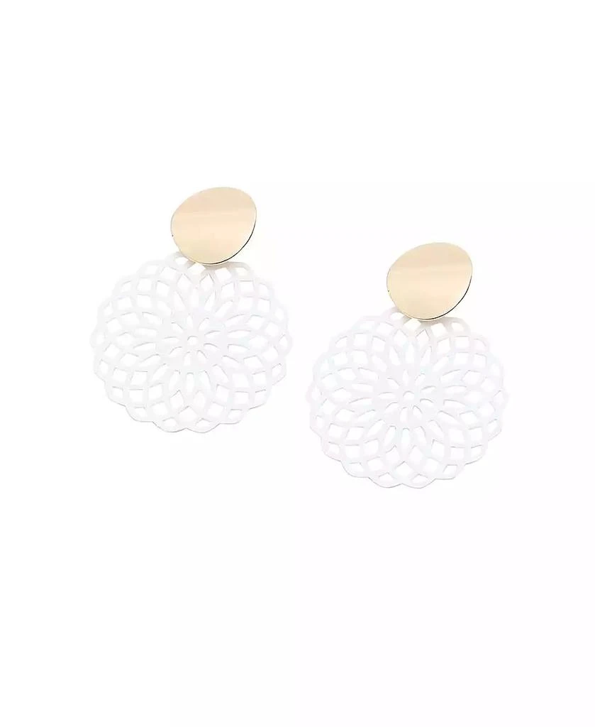 SOHI Women
s Red Floral Filigree Drop Earrings