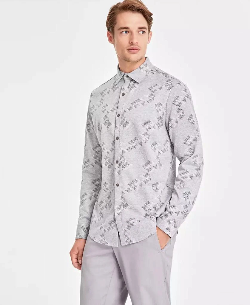 Alfani Men's Jacquard Knit Button-Down Long-Sleeve Shirt, Created for Macy's 1